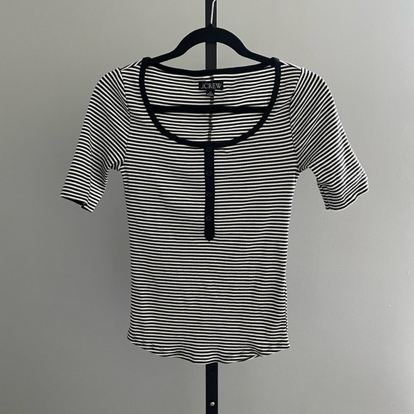 J Crew Vintage Rib Henley Striped T-Shirt Size XS - Picture 2 of 5
